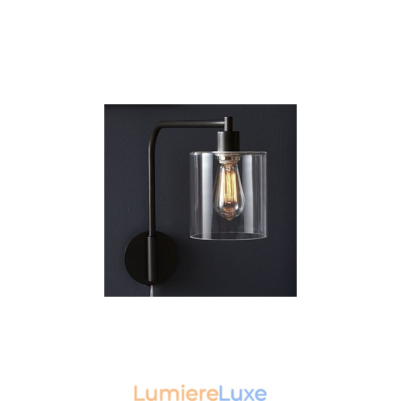 Applique murale moderne avec abat-jour tambour en verre