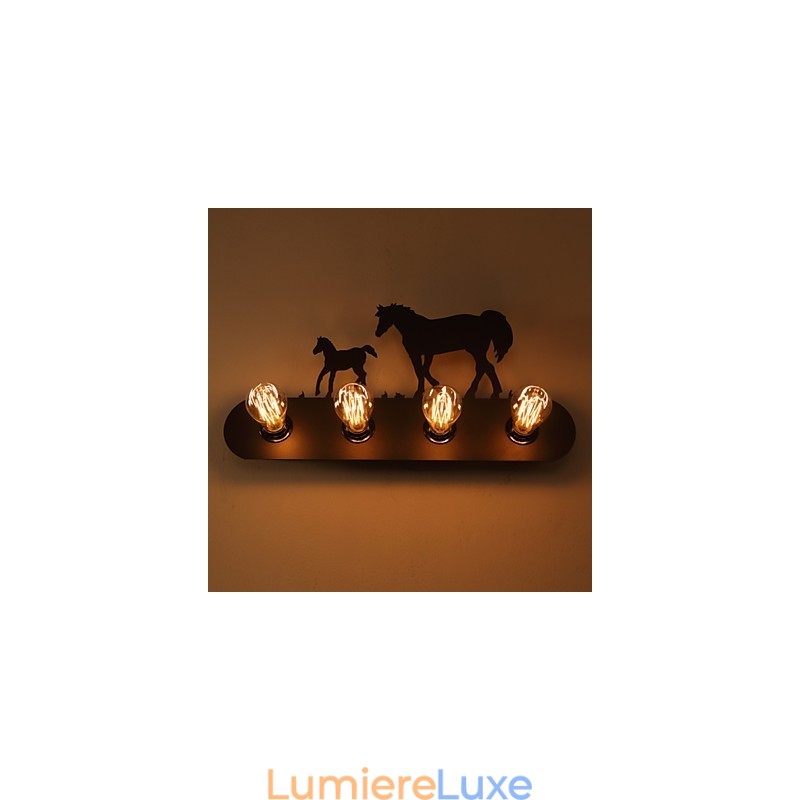 Applique murale style loft pastoral américain pour chambre à coucher, allée, fer, style rétro, cheval sauvage, livraison gratuite