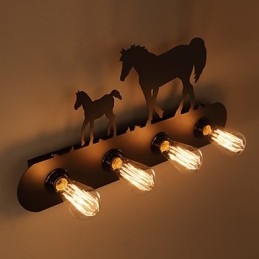Applique murale style loft pastoral américain pour chambre à coucher, allée, fer, style rétro, cheval sauvage, livraison gratuite