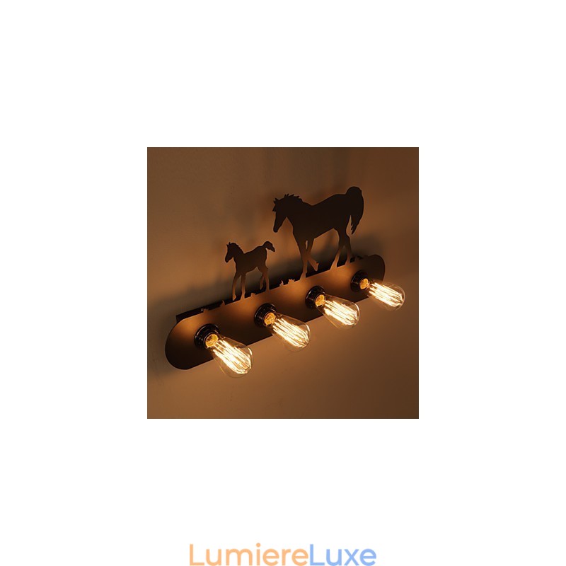 Applique murale style loft pastoral américain pour chambre à coucher, allée, fer, style rétro, cheval sauvage, livraison gratuite