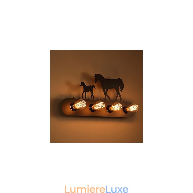 Applique murale style loft pastoral américain pour chambre à coucher, allée, fer, style rétro, cheval sauvage, livraison gratuite