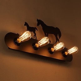 Applique murale style loft pastoral américain pour chambre à coucher, allée, fer, style rétro, cheval sauvage, livraison gratuite