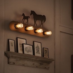 Applique murale style loft pastoral américain pour chambre à coucher, allée, fer, style rétro, cheval sauvage, livraison gratuite