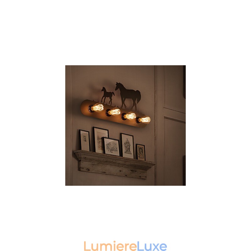 Applique murale style loft pastoral américain pour chambre à coucher, allée, fer, style rétro, cheval sauvage, livraison gratuite