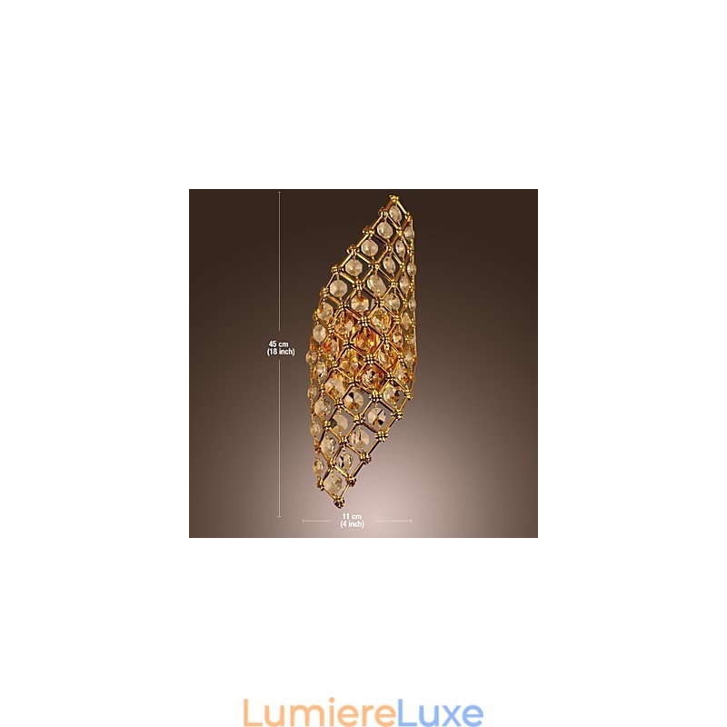 Applique murale artistique en cristal à 2 lumières