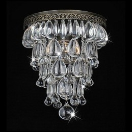 Appliques murales vertes antiques avec pendentifs en perles de cristal