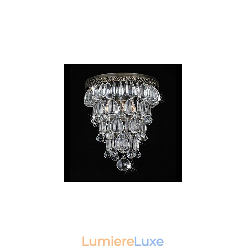 Appliques murales vertes antiques avec pendentifs en perles de cristal