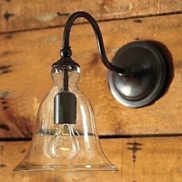 Applique murale en fer inspirée de la nature avec abat-jour en verre transparent