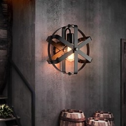 Applique murale ronde industrielle de style vintage pour balcon, loft, entrée, couloir, chambre à coucher