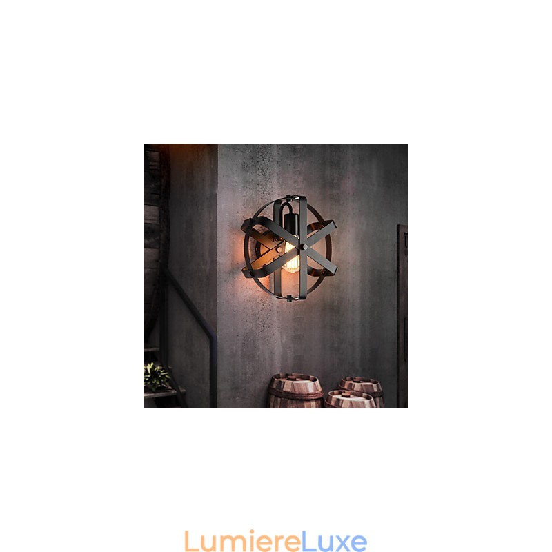 Applique murale ronde industrielle de style vintage pour balcon, loft, entrée, couloir, chambre à coucher