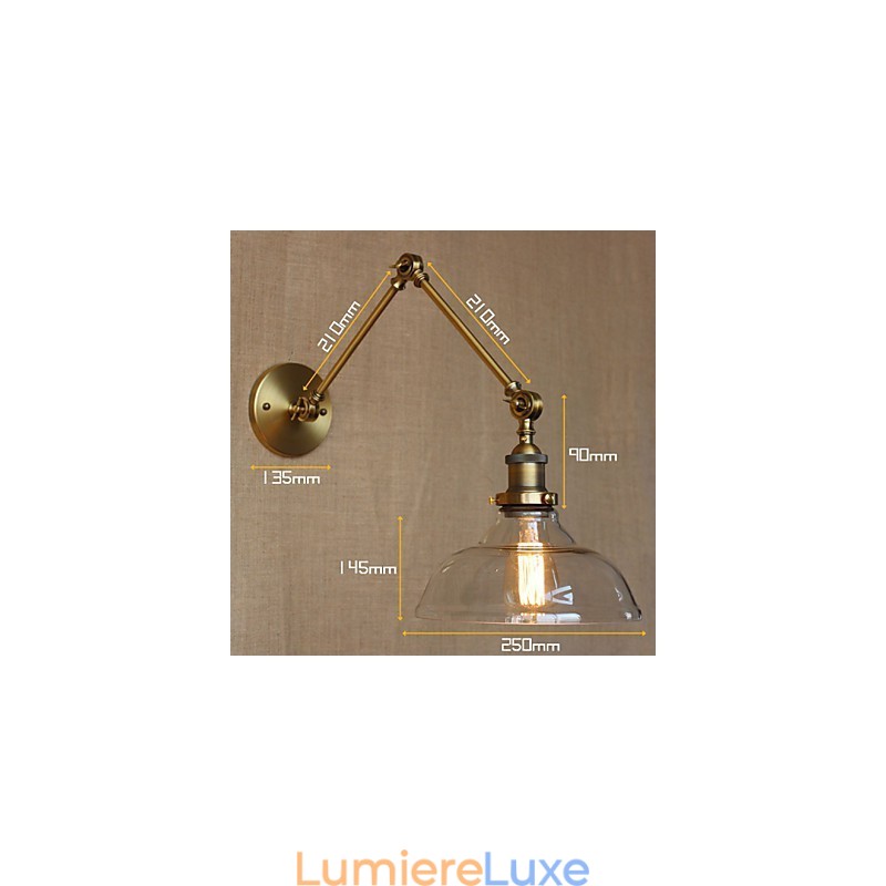 Lampe murale décorative de style LOFT en verre et bronze pour café