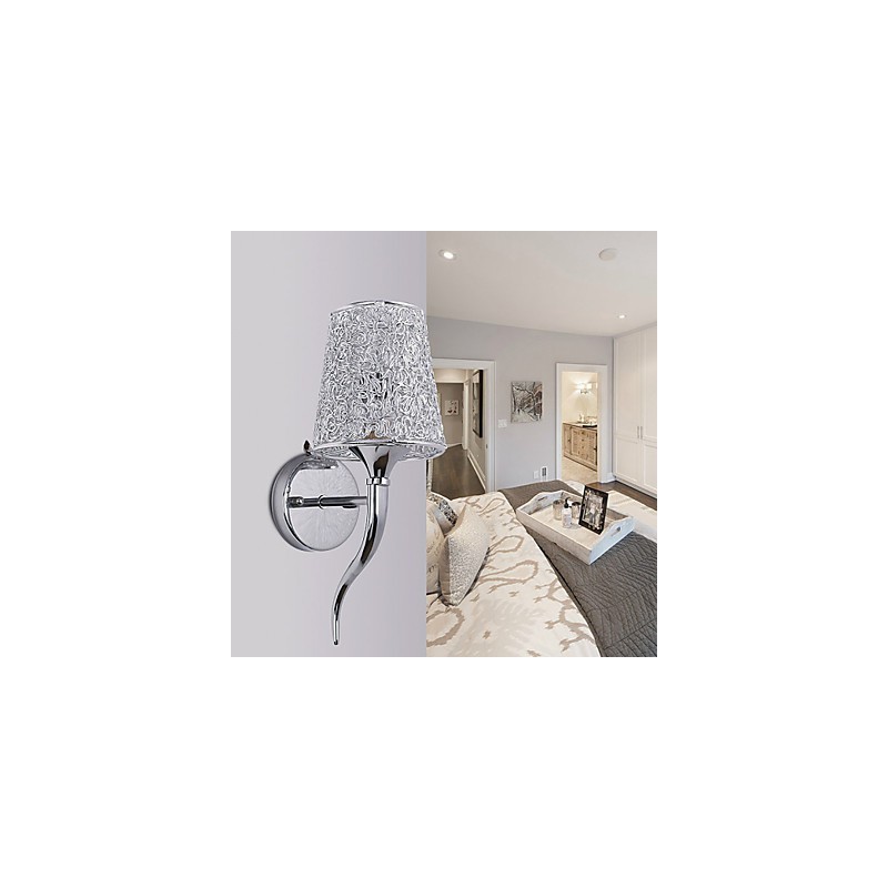 Lampe de chevet argentée, applique murale de lecture, siphon de plomberie, éclairage de miroir d'arrière-plan