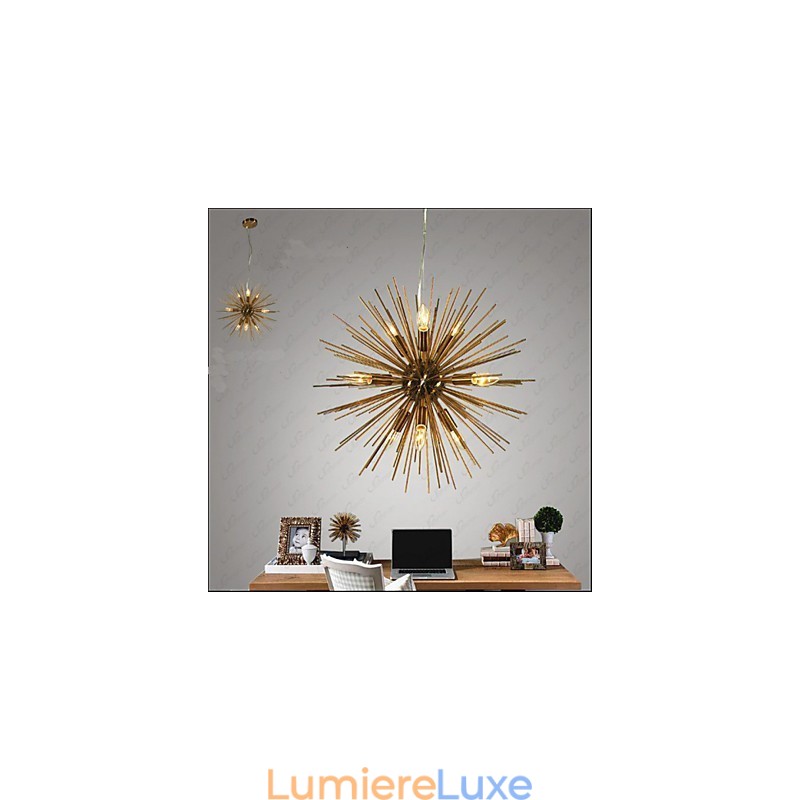 Lustre rétro imitation cuivre créatif à 10 lumières