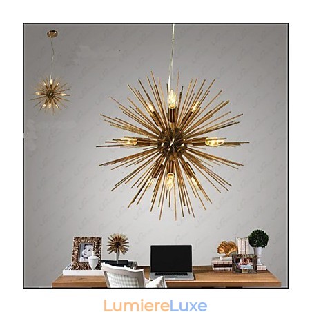 Lustre rétro imitation cuivre créatif à 10 lumières Lustre rétro imitation cuivre créatif à 10 lumières