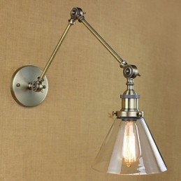 Applique murale en verre et fer plaqué bronze pour bar, allée, salle à manger, hôtel, style vintage