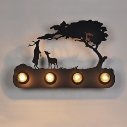 Applique murale rétro en fer à 4 lumières de style loft pastoral américain pour chambre à coucher