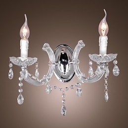 Applique murale élégante en cristal à 2 lumières
