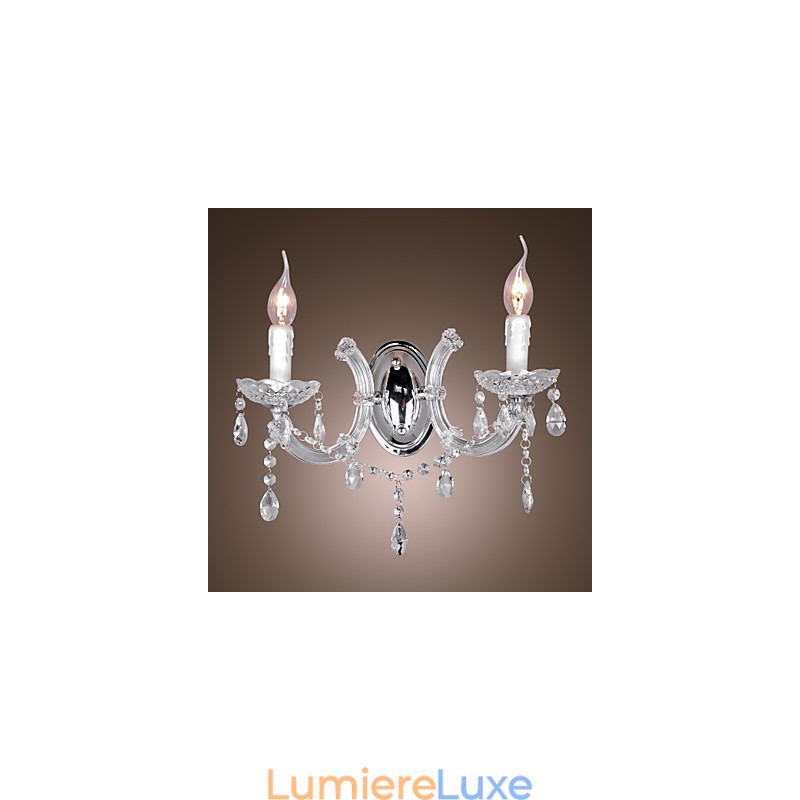 Applique murale élégante en cristal à 2 lumières