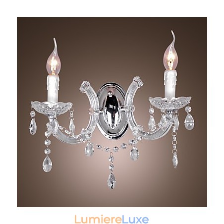 Applique murale élégante en cristal à 2 lumières Applique murale élégante en cristal à 2 lumières