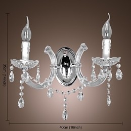 Applique murale élégante en cristal à 2 lumières