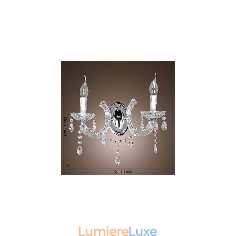 Applique murale élégante en cristal à 2 lumières