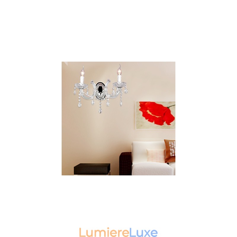 Applique murale élégante en cristal à 2 lumières