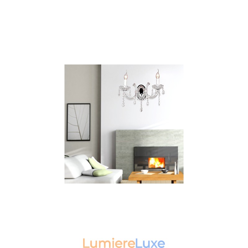 Applique murale élégante en cristal à 2 lumières