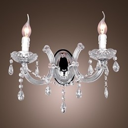 Applique murale élégante en cristal à 2 lumières