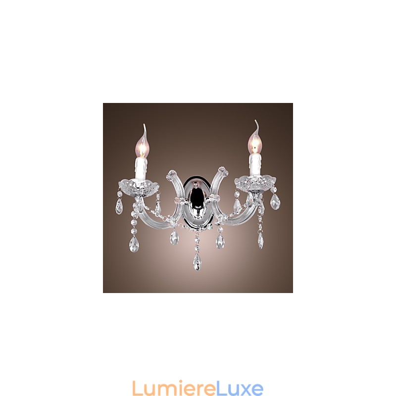 Applique murale élégante en cristal à 2 lumières