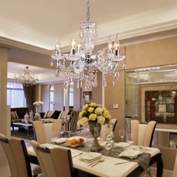 Plafonnier chromé Upligh, lampe bougie, luminaire acrylique, lustre suspendu