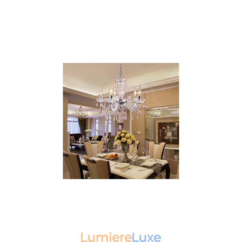 Plafonnier chromé Upligh, lampe bougie, luminaire acrylique, lustre suspendu