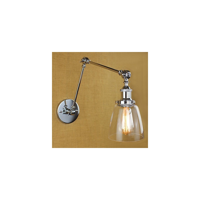 Barre réglable en verre chromé à double bras argenté pour KTV, chevet, allée, restaurant, hôtel, mur de chambre