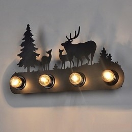 Applique murale rétro en fer à 4 lumières de style loft pastoral américain pour chambre à coucher