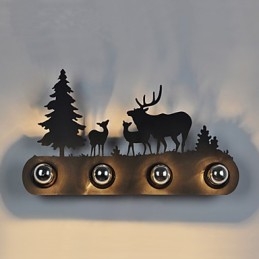 Applique murale rétro en fer à 4 lumières de style loft pastoral américain pour chambre à coucher