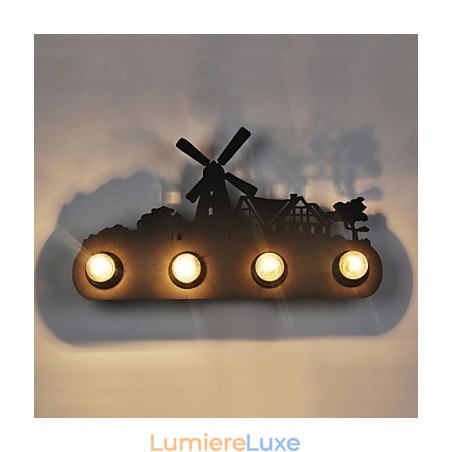 Applique murale rétro en fer à 4 lumières de style loft pastoral américain pour chambre à coucher Applique murale rétro en fer à 4 lumières de style loft pastoral américain pour chambre à coucher