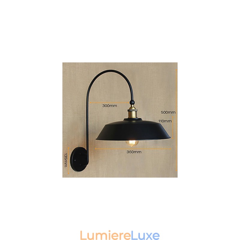 Lampe de décoration de chambre ronde industrielle en fer, style rétro américain, luminaire décoratif d'intérieur, idéal pour un salon, un balcon, un couloir ou des escaliers