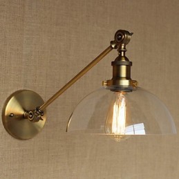 Applique murale rétro créative en verre et laiton, style campagnard américain, idéal pour une chambre à coucher ou un hall