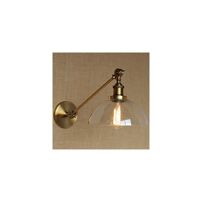 Applique murale rétro créative en verre et laiton, style campagnard américain, idéal pour une chambre à coucher ou un hall