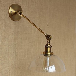 Applique murale rétro créative en verre et laiton, style campagnard américain, idéal pour une chambre à coucher ou un hall