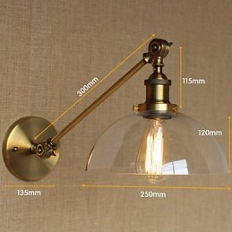 Applique murale rétro créative en verre et laiton, style campagnard américain, idéal pour une chambre à coucher ou un hall