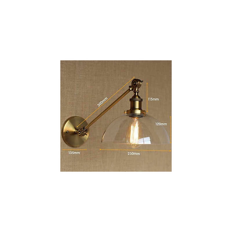 Applique murale rétro créative en verre et laiton, style campagnard américain, idéal pour une chambre à coucher ou un hall