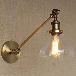 Applique murale rétro créative en verre et laiton, style campagnard américain, idéal pour une chambre à coucher ou un hall