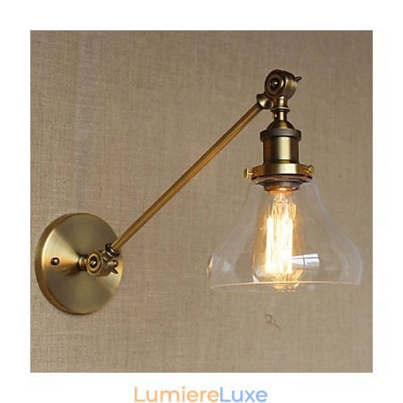 Applique murale rétro créative en verre et laiton, style campagnard américain, idéal pour une chambre à coucher ou un hall Applique murale rétro créative en verre et laiton, style campagnard américain, idéal pour une chambre à coucher ou un hall