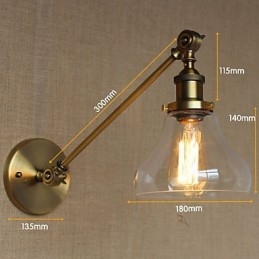 Applique murale rétro créative en verre et laiton, style campagnard américain, idéal pour une chambre à coucher ou un hall