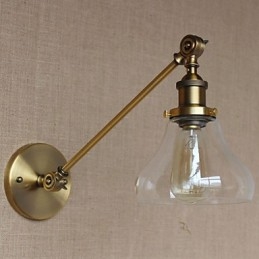Applique murale rétro créative en verre et laiton, style campagnard américain, idéal pour une chambre à coucher ou un hall