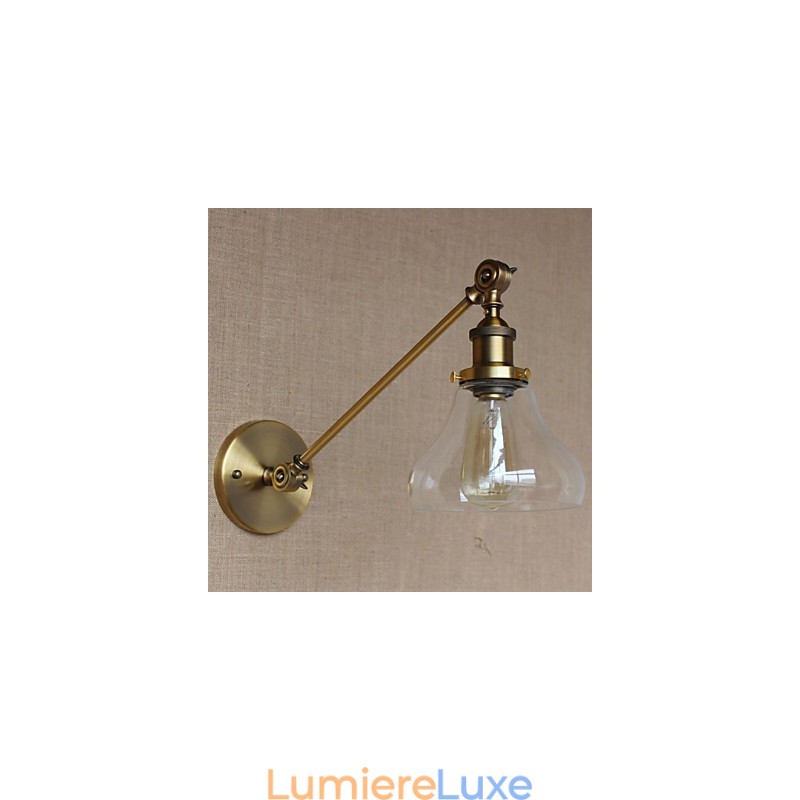 Applique murale rétro créative en verre et laiton, style campagnard américain, idéal pour une chambre à coucher ou un hall