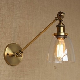 Applique murale rétro créative en verre et laiton, style campagnard américain, idéal pour une chambre à coucher ou un hall