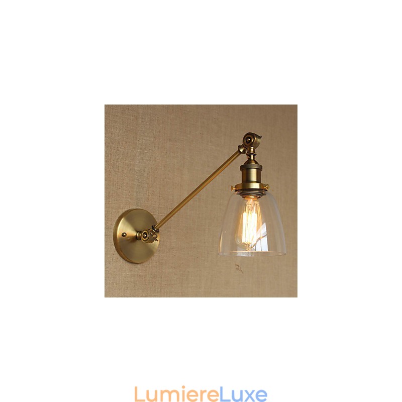 Applique murale rétro créative en verre et laiton, style campagnard américain, idéal pour une chambre à coucher ou un hall