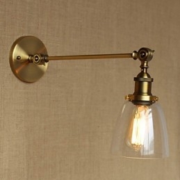 Applique murale rétro créative en verre et laiton, style campagnard américain, idéal pour une chambre à coucher ou un hall