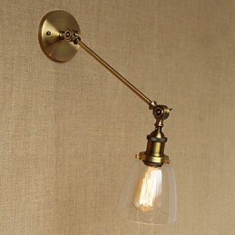 Applique murale rétro créative en verre et laiton, style campagnard américain, idéal pour une chambre à coucher ou un hall